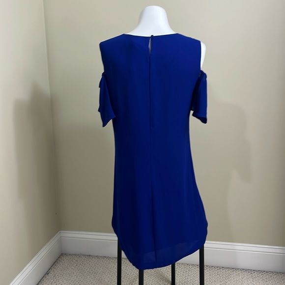 NWT BCBGMAXAZRIA Cold Shoulder Kia Blue Dress - Picture 2 of 7